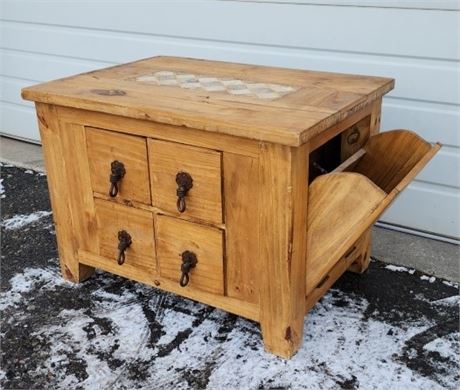 4 Drawer Sturdy Wood End Table w/ Pulls on Sides - 28x20x20