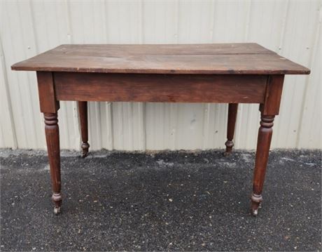 Antique Table w/ Castors - 4' x 30 x 30