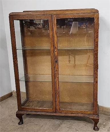 Antique Glass Door Footed Case - 34x11x48