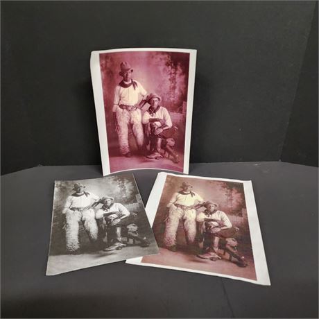 Vintage Cowboy Pair Photo w/ Copies - 9x11