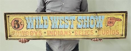 Vintage Wood Wild West Show Sign - 48x11