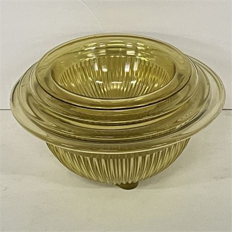 Vintage Amber Glass Nesting Bowls