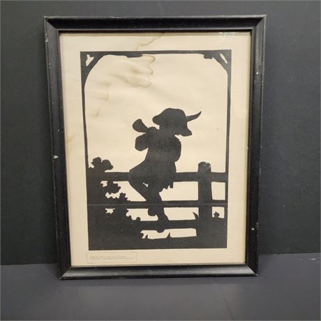 c.1929 Framed Little Boy Blue Silhouette - 12x15