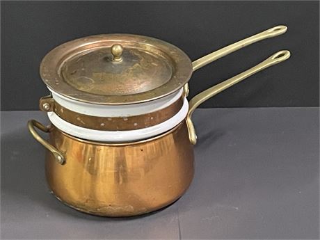 Copper & Porcelain Double Boiler