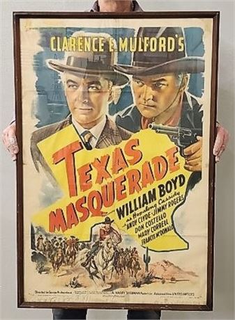 Very Large 1942 "Texas Masquerade" Movie Poster Framed - 27x42