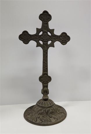 Large Vintage Cast Iron Standing Crucifix - 18⬆️