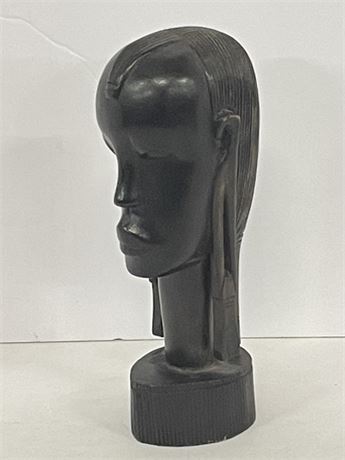 Vintage Hand Carved Ebony Bust - 9"⬆️