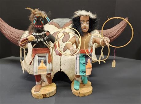 Kachina Dolls Pair - Signed by Artist (missing an ear)