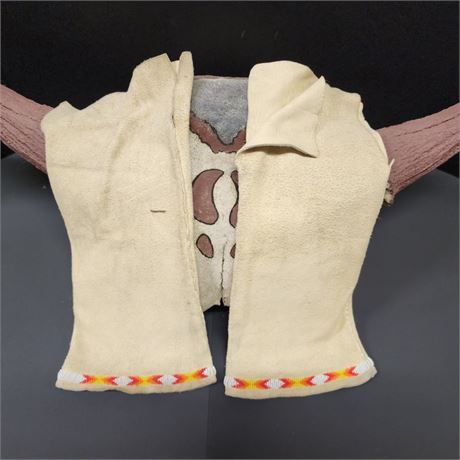 Handmade Native American Beaded Buckskin Gauntlets