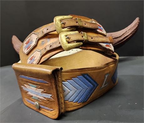 Handmade Leather Belt w/ Pouch - 48"