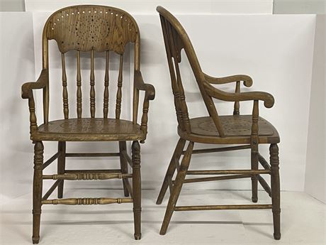 Antique Wood Chair Pair