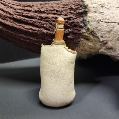 Hand Made Leather Sand/Powder Pouch w/ Wood Stopper