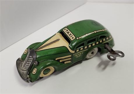 Vintage Wind-up "Tricky Taxi" Mini Car - Works!