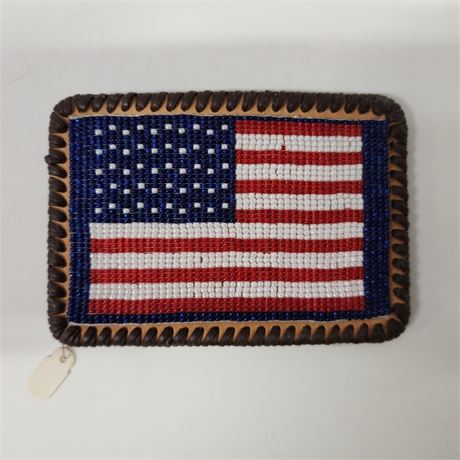 Beaded U.S. Flag Belt Buckle