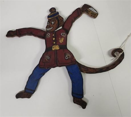 Vintage Hand Painted Hanging Wood Mobile Circus Monkey