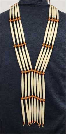 Hand Beaded Quill Necklace - 30"