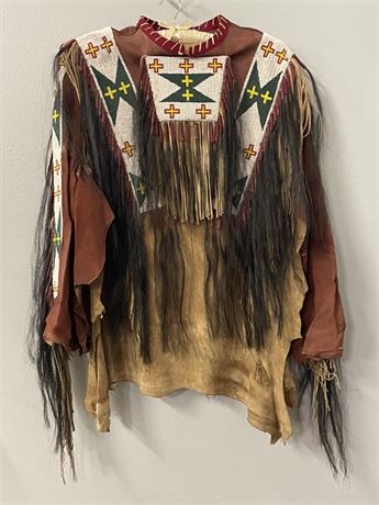 Men's Buckskin Beaded Native American War Shirt