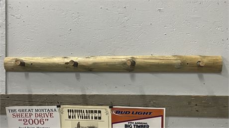 Log Style Wall Hat/Coat Hanger - 3"x43"