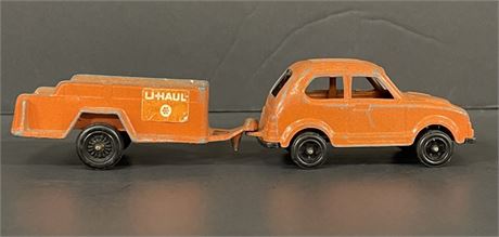 Vintage Tootsie Car & U-Haul Trailer