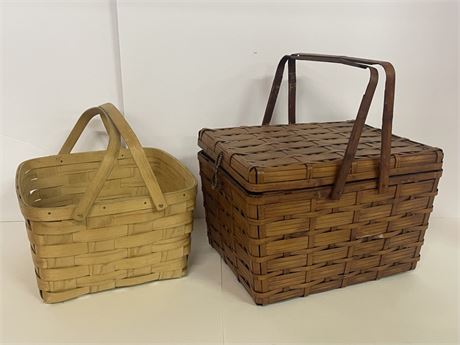 Vintage Woven Basket Pair