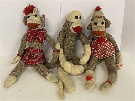 Vintage Sock Monkey Trio