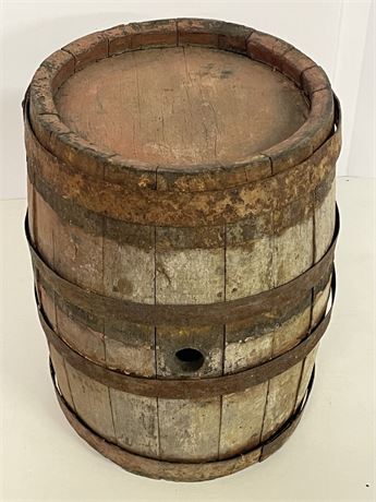 Small Antique Wood Whiskey Barrel - 12x26