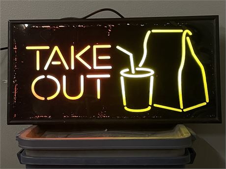 Take Out Food Lighted Sign ...Works - 30x15