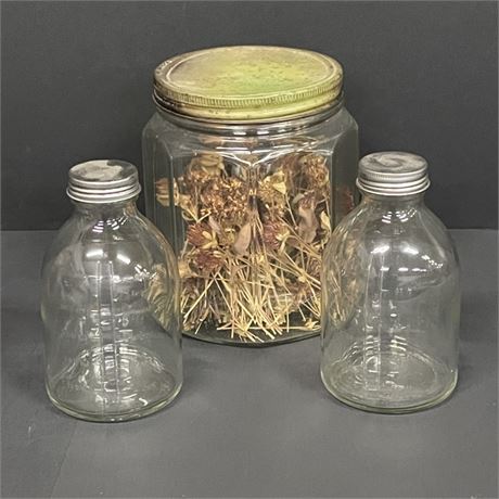 Antique Jars w/ Lids Trio