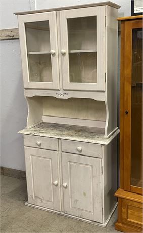 White Vintage Hutch Cabinet - 34x15x74