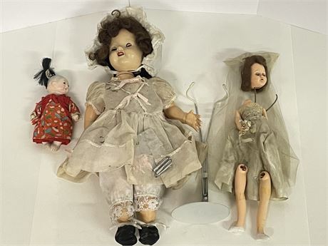 Antique Doll Trio - Need TLC or Repair