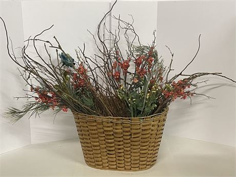 Large Woven Basket w/ Dry Floral Arrangement - 22x18x13