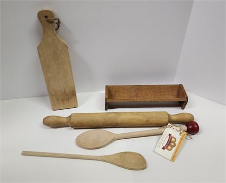 Antique Wood Kitchen Utensils