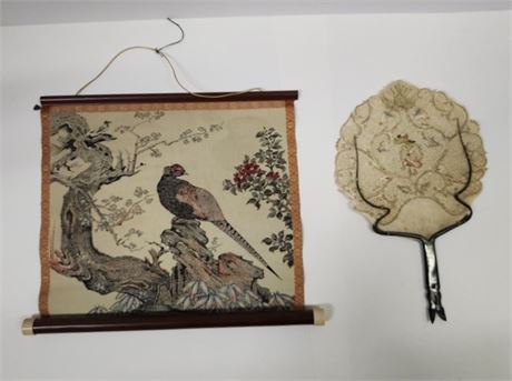 Asian Style Wall Decor & Vintage Fan