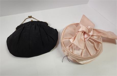 Vintage Ladies Clutch & Pink Powder Box