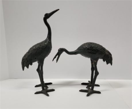 Vintage Cast Iron Sandhill Crane Pair