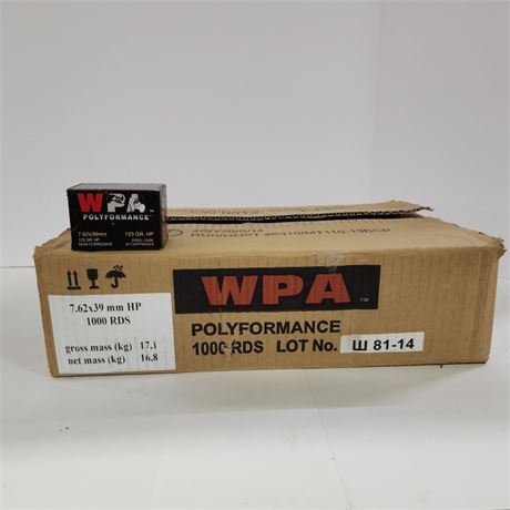 WPA 7.62x39mm Factory Ammo -1000 Rounds