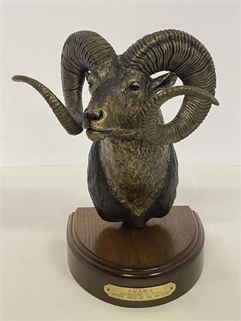 1997 Bronze Bighorn Ram Bust by Rick Taylor...12" Tall