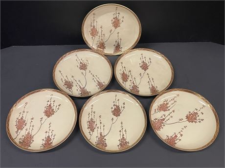 Painted Asian Porcelain  Plate Set with Hallmark