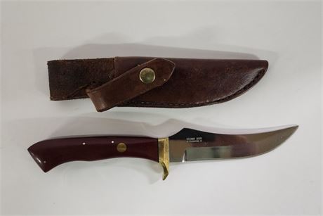 Mint "Seldom Seen" West Yellowstone Made Hunting Knife with Leather Sheath