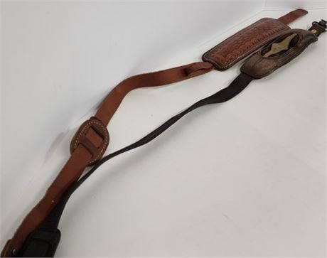 Tooled & Stitched Leather Rifle Sling Pair - 35"➡️