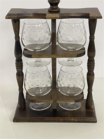 Very Nice Snifter/Wine Glass Set with Rack