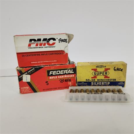 Assorted 30-30 Factory Ammo - 55 Rounds