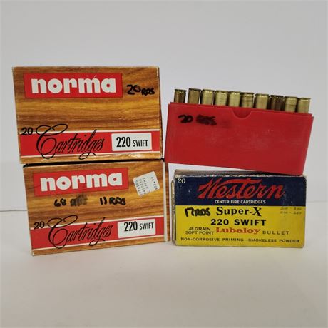 Assorted 220 Swift Factory Ammo - 68 Rounds