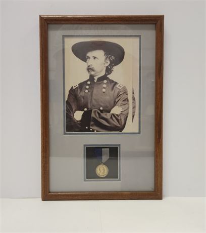Framed Custer Print with Lincoln Medal...12x18
