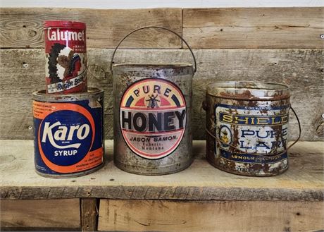 Vintage Tin Household Pails & Cans