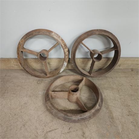 Vintage Iron Cart Wheel Trio...14"dia