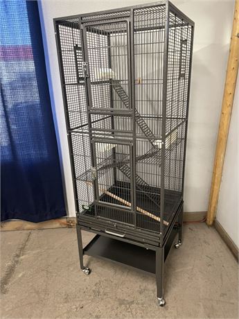 Nice Clean Bird Cage w/ Rolling Stand - 23x48x64