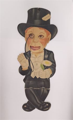 Antique Charlie McCarthy Cardboard Cut-Out Working Ventriloquist Doll...21" Tall