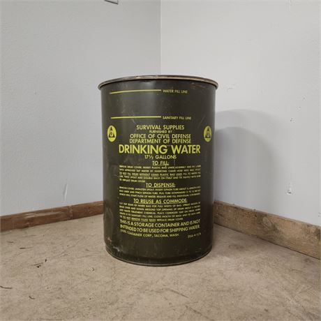 17.5 gal. Dept. of Defense Lidded Drinking Water Can...16"dia x 23"