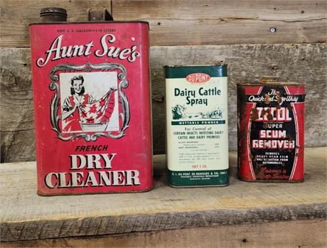 Vintage Household Cleaning Product Can Trio